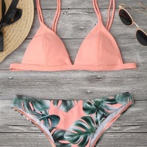 Brand New Zaful Cami Palm Tree Bikini size Small